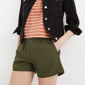 Madewell Pull-On Shorts Desert Olive Green Cotton Blend NEW Size S